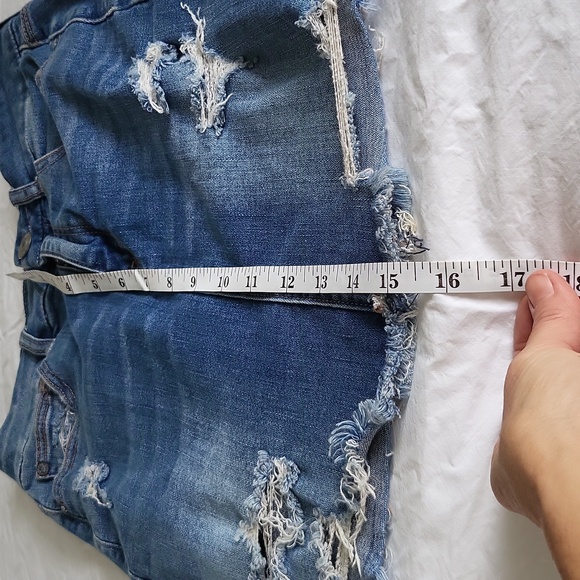 American Eagle Super Stretch Distressed Jean Denim Skirt, SZ 2 - Picture 6 of 10